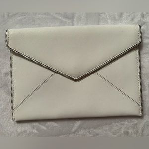 Rebecca Minkoff $128 white envelope clutch. Excellent condition.